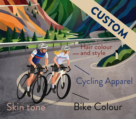 Personalized Cycling Art Print | Custom Riders Illustration