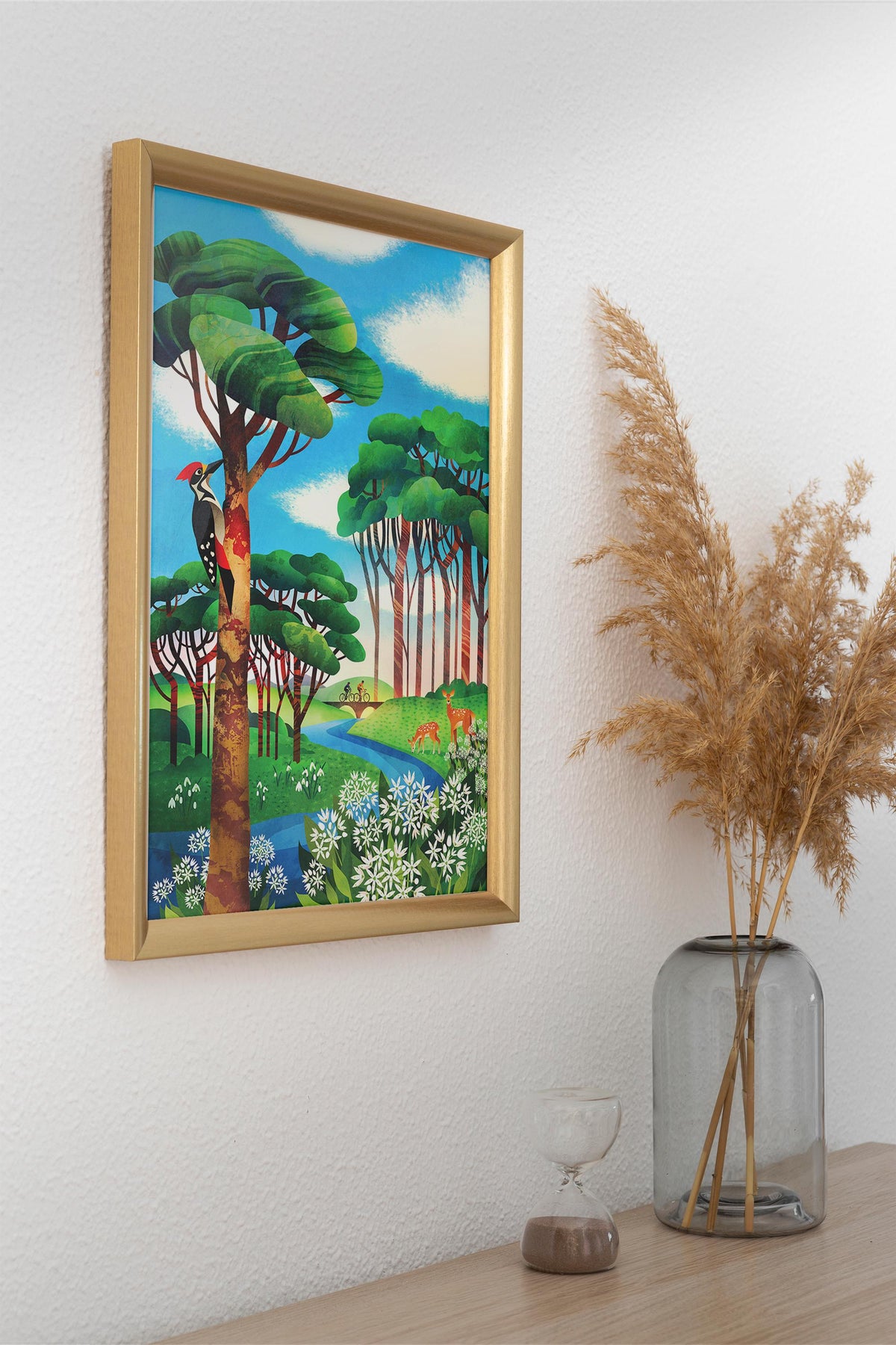 Cycling Couple Art Print | Gree Forest Illustration