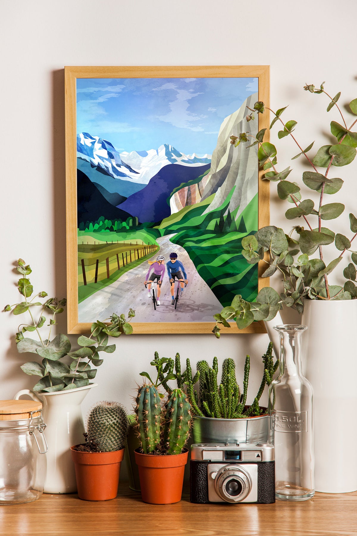 Personalized Cycling Art Print | Custom Couple Cyclist Gift