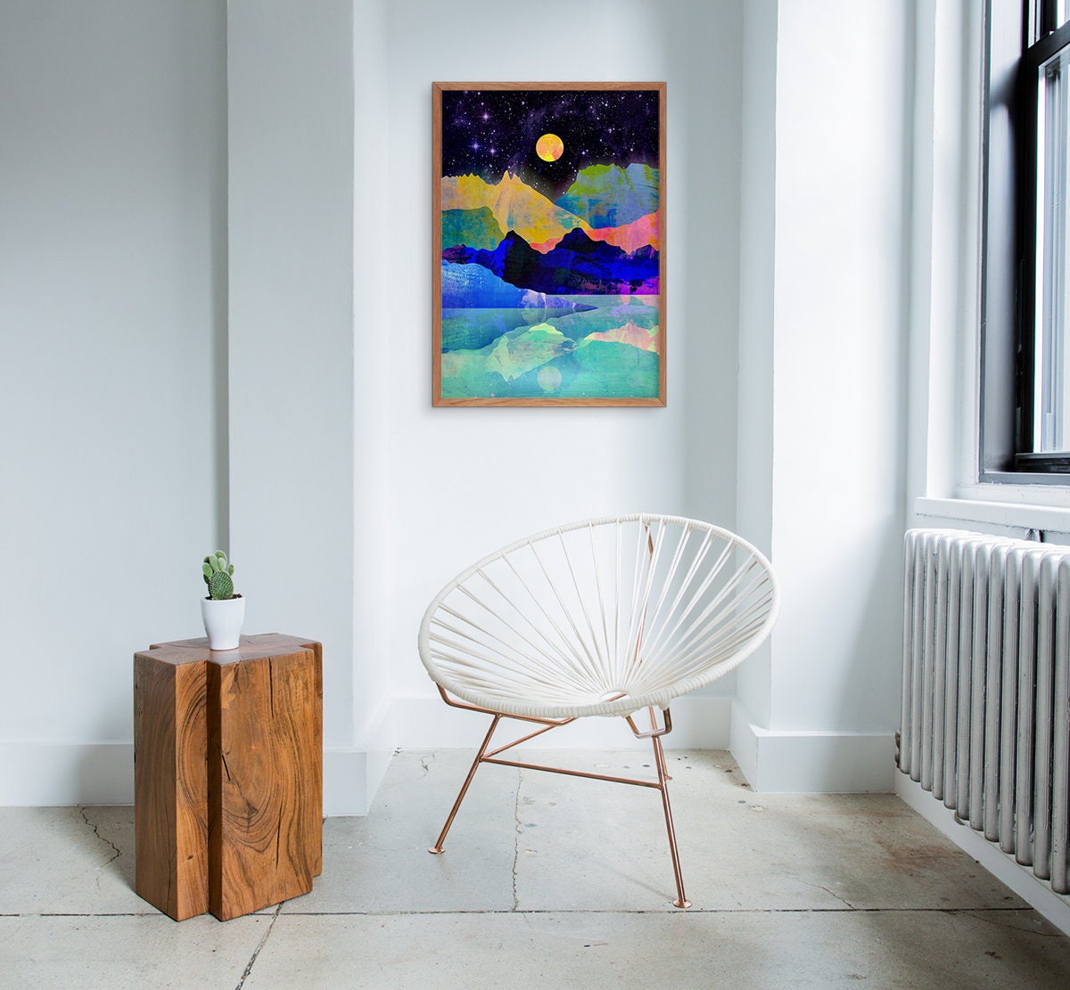 Moon and Mountains Art Print | Landscape Wall Art for Home