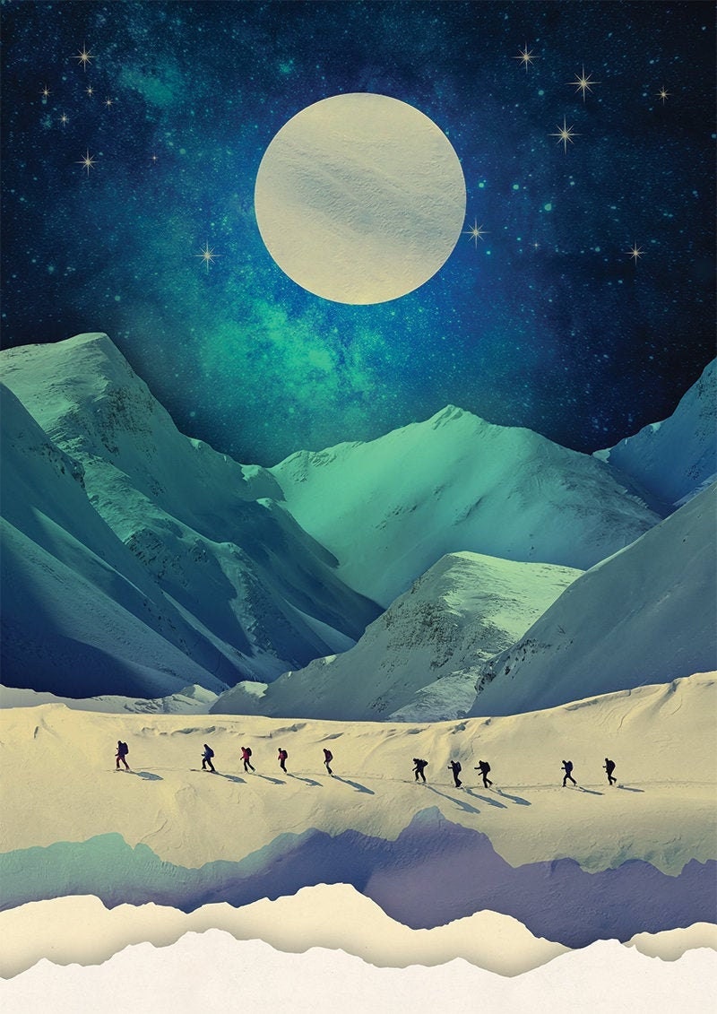 Ski Touring Mountain Art Print | Winter Landscape Wall Art