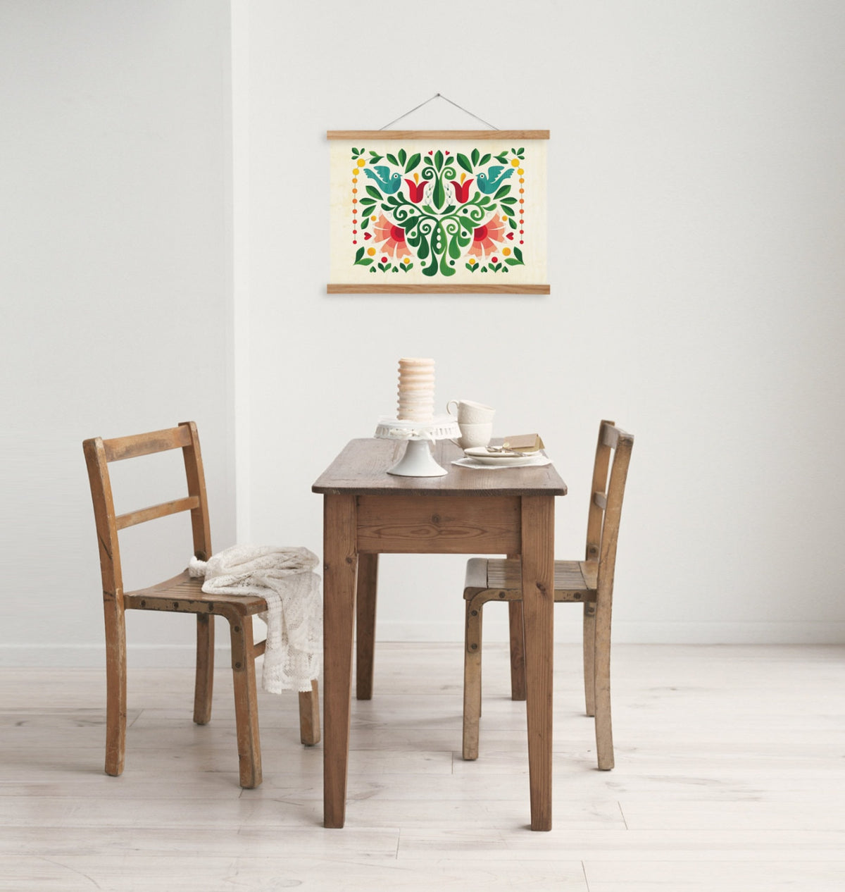 Love Birds Art Print | Folk Bird Illustration Kitchen Wall Art