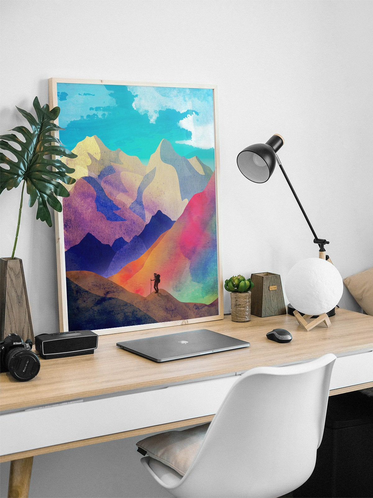 Woman Hiker Art Print | Mountain Hiking Wall Art