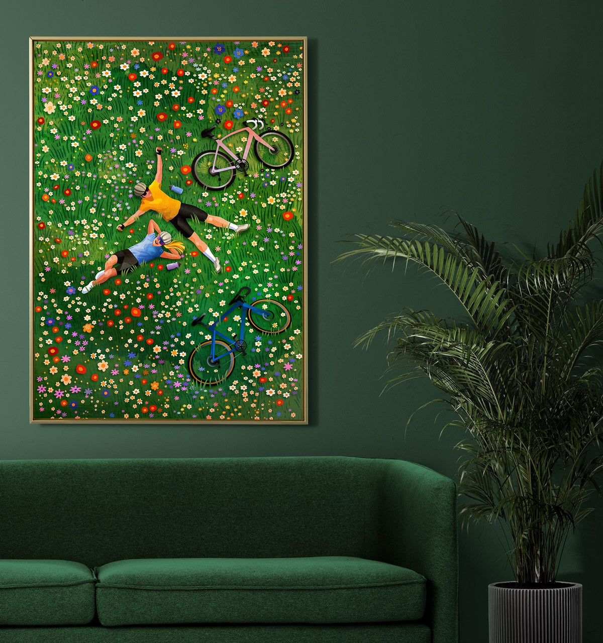 Cycling Couple Art Print | Summer Ride Bicycle Gift Wall Art