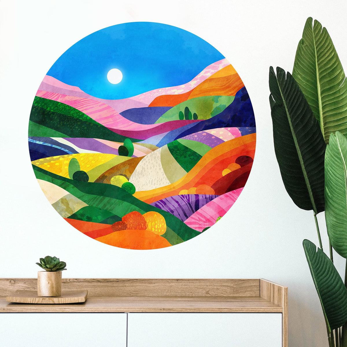 Summer Landscape Wall Decal | Round Removable Wall Sticker