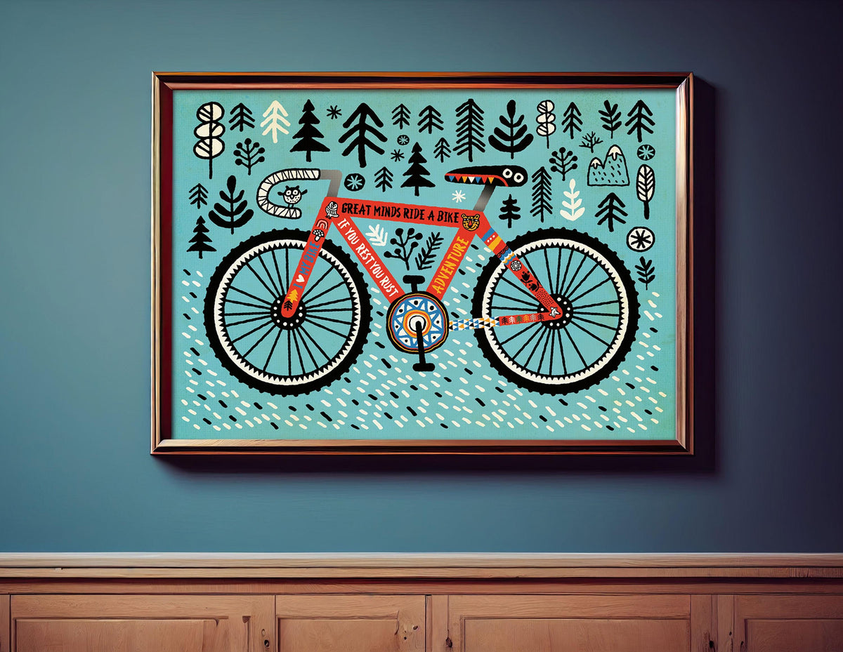 Bicycle Art Print | Inspirational Cycling Quote Wall Art