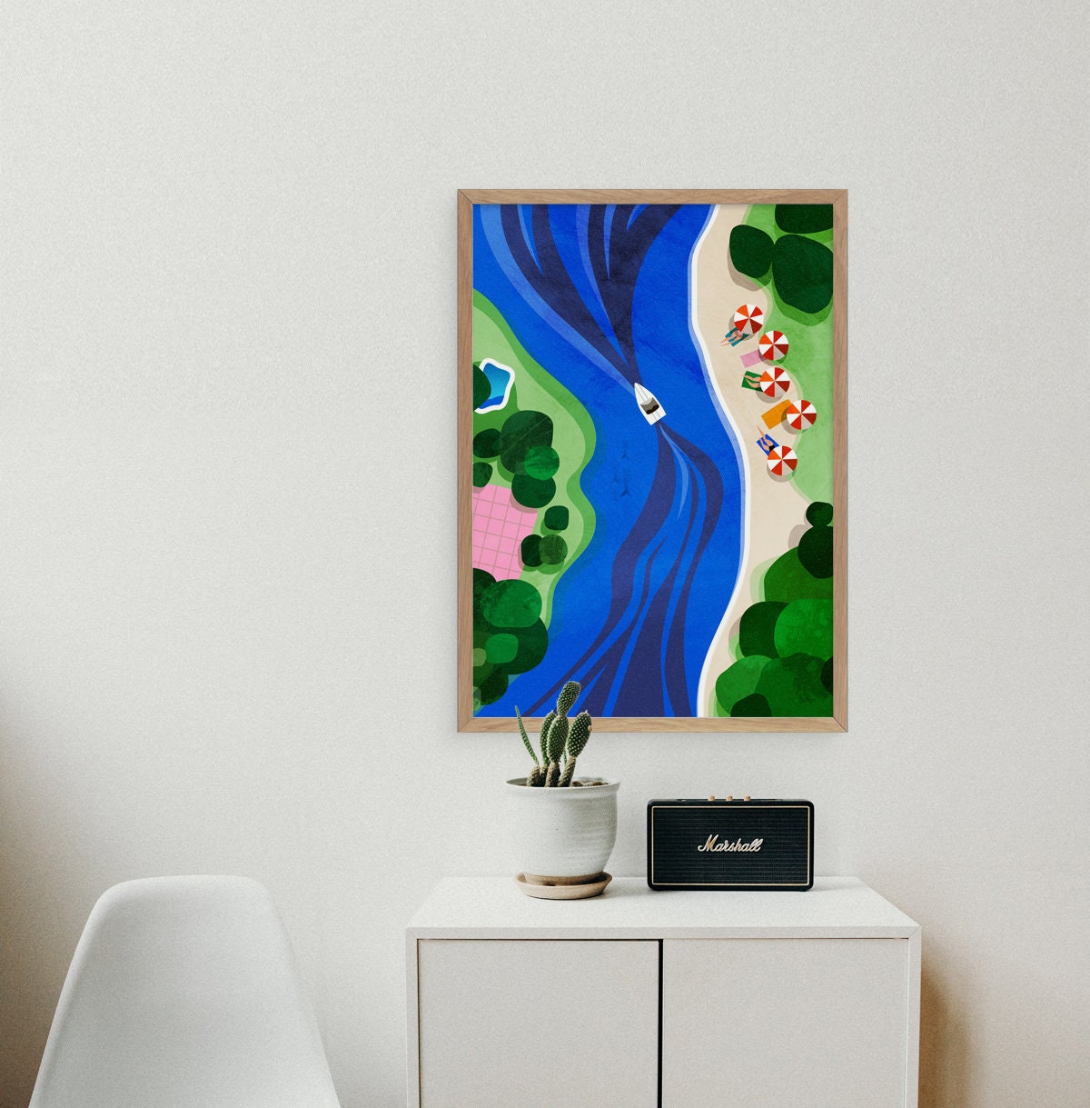 Summer Cruising Art Print | Coastal Vacation Illustration Wall Art