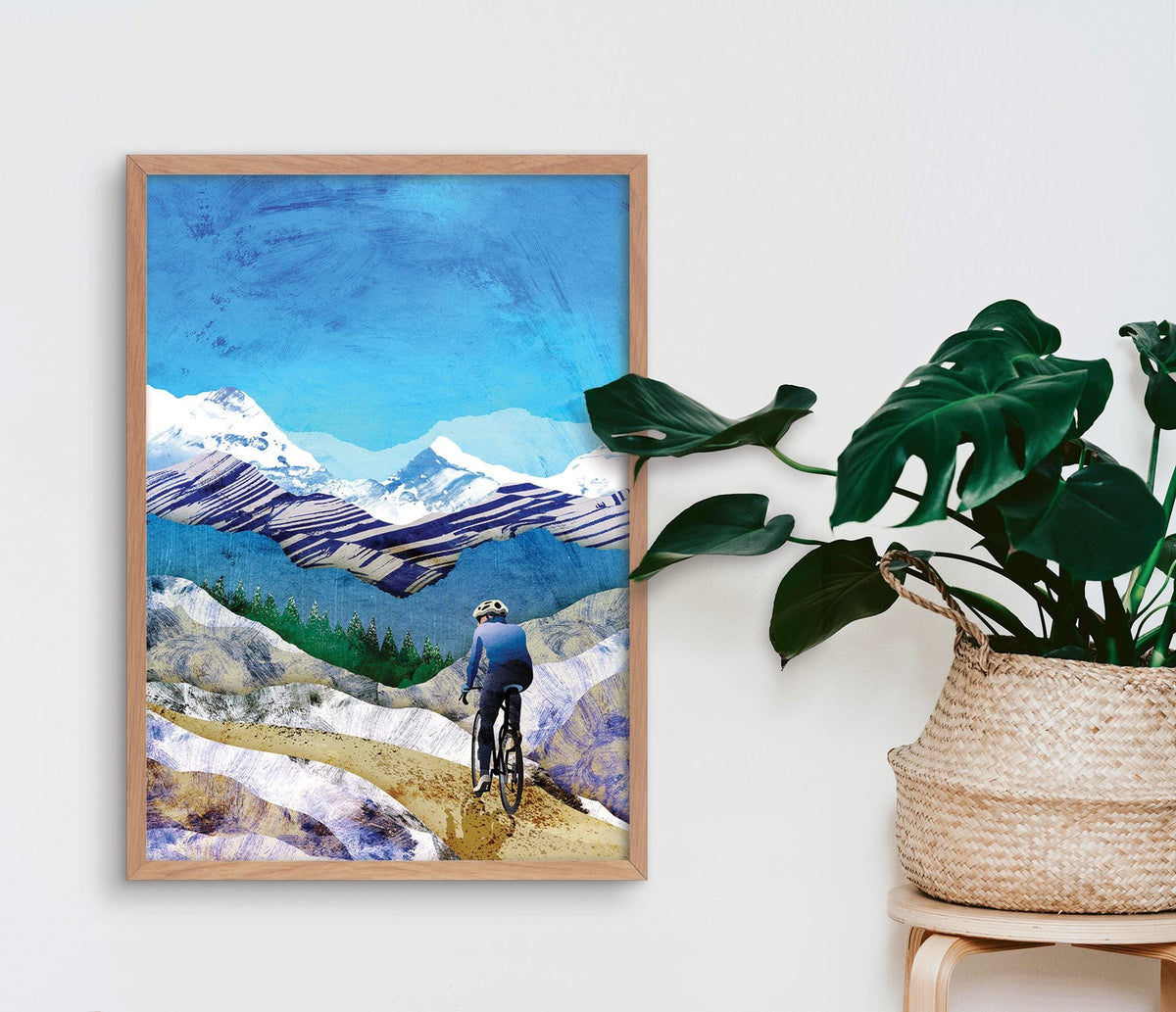 Winter Mountain Cycling Art Print | Cyclist Wall Art