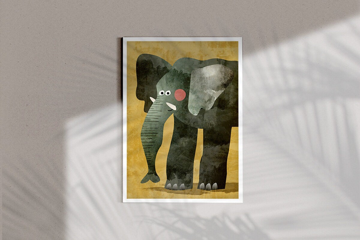 Elephant Nursery Art Print | Kids Room Illustration Wall Art