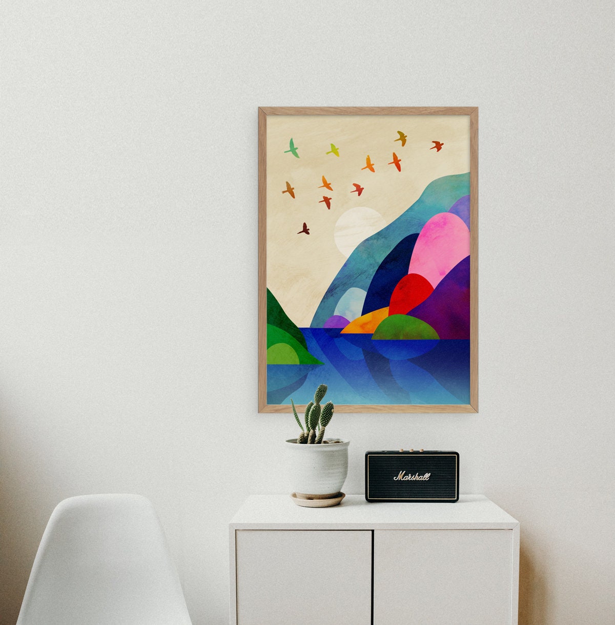 Migrating Birds Art Print | Illustrated Landscape Wall Art