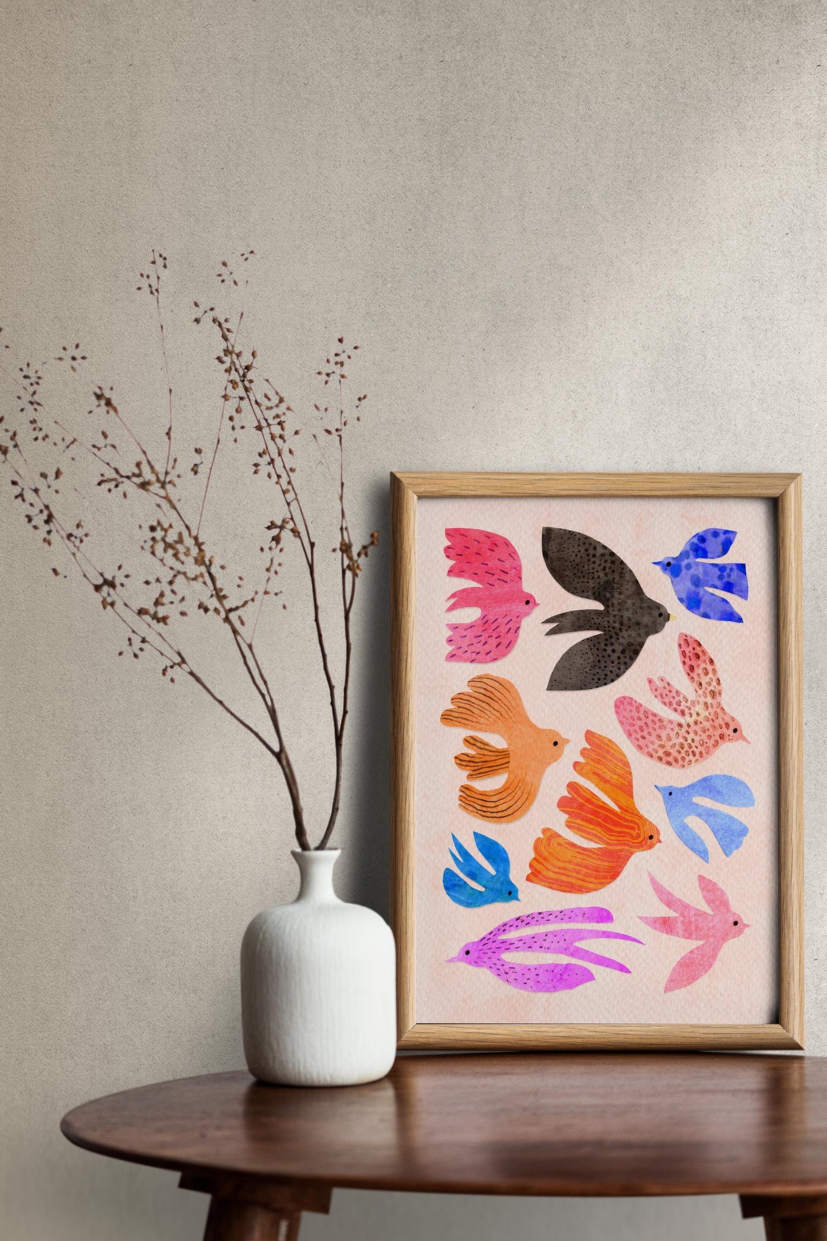 Colorful World of Birds | Mixed Media Fine Art Print