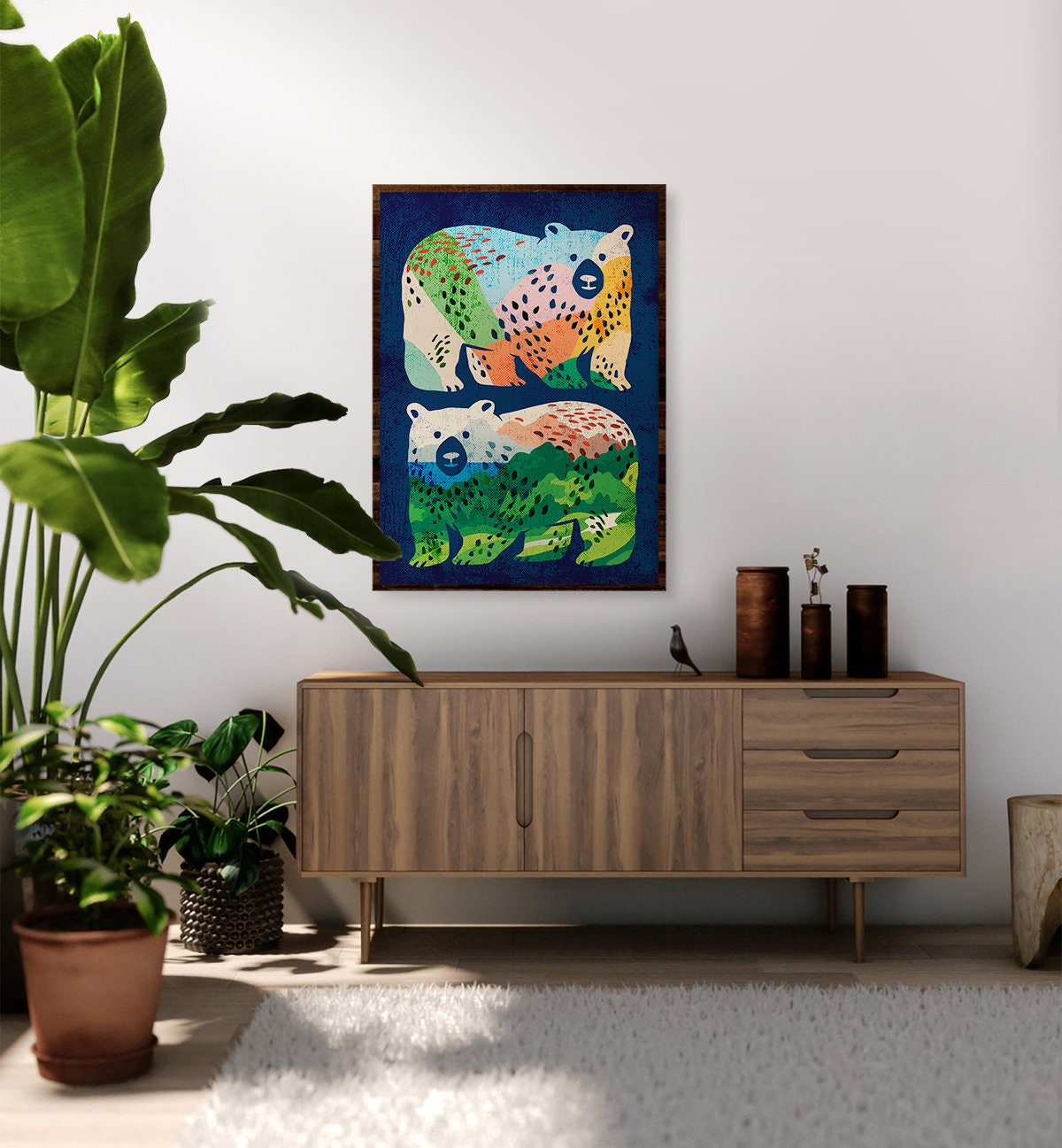 Bear Friends Art Print | Wildlife Friendship Illustration Wall Art