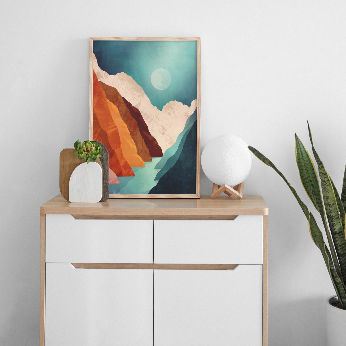 Autumn Canyon Art Print | Moonlit Mountain Landscape Wall Art