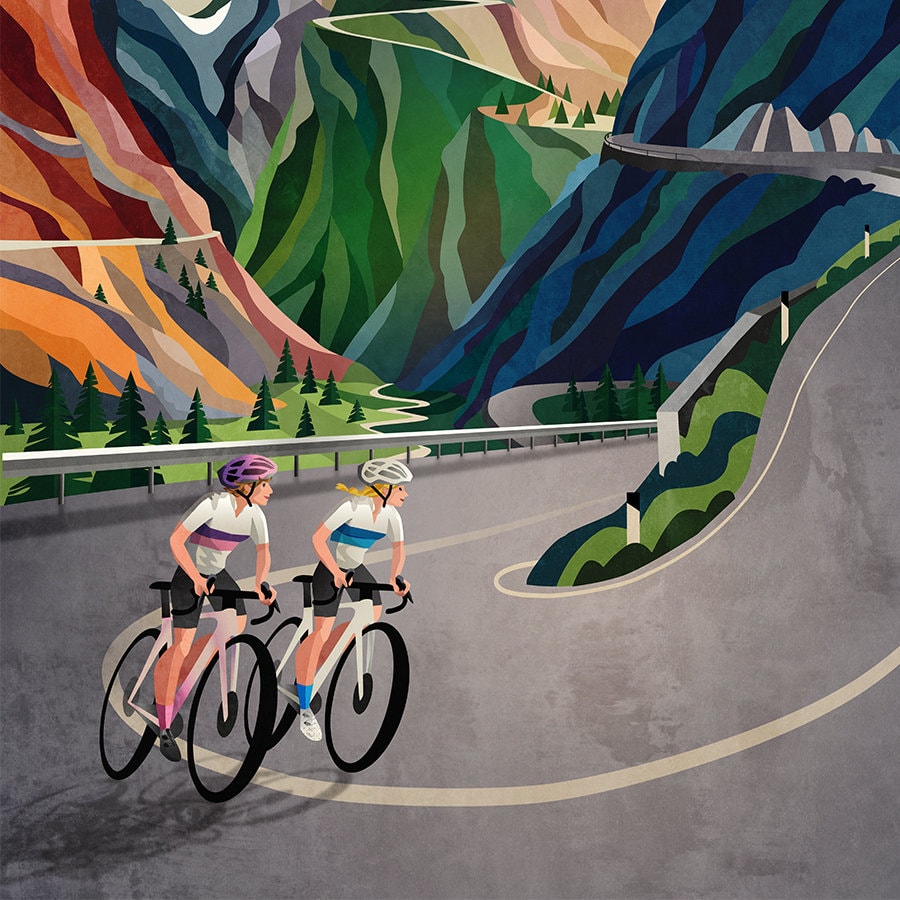 Women Cyclists Art Print Set | Three Cycling Illustrations