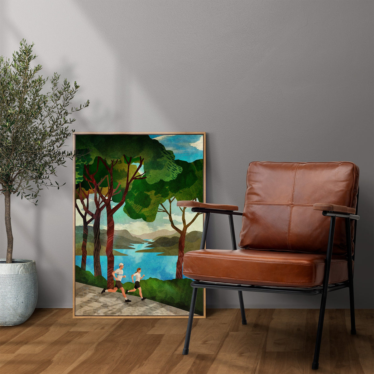 Trail Running Art Print | Runner by Alpine Lake Wall Art