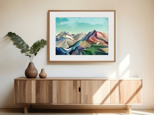 Cycling Couple Art Print | High in the Mountains Wall Art