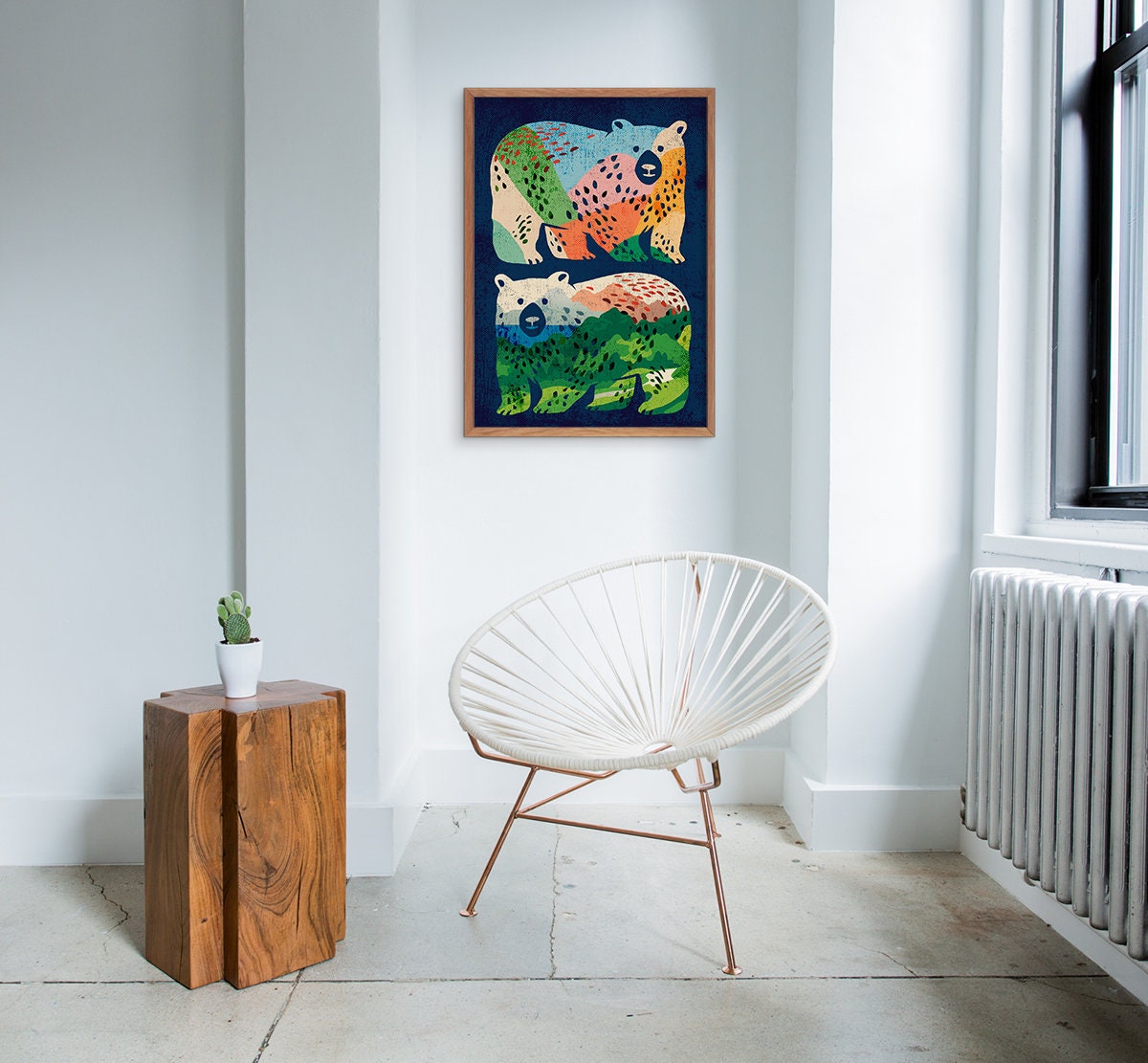 Bear Friends Art Print | Wildlife Friendship Illustration Wall Art