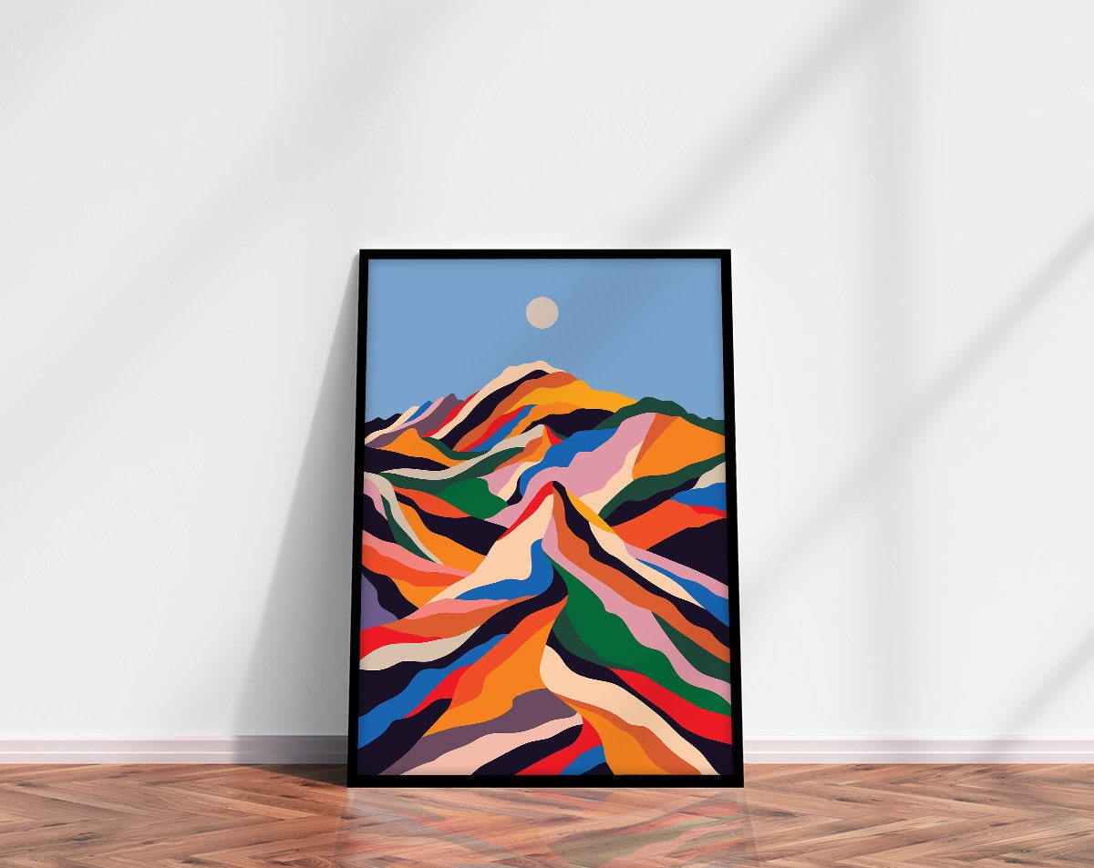 Colorful Mountain Landscape Art Print | Modern Nature Wall Art