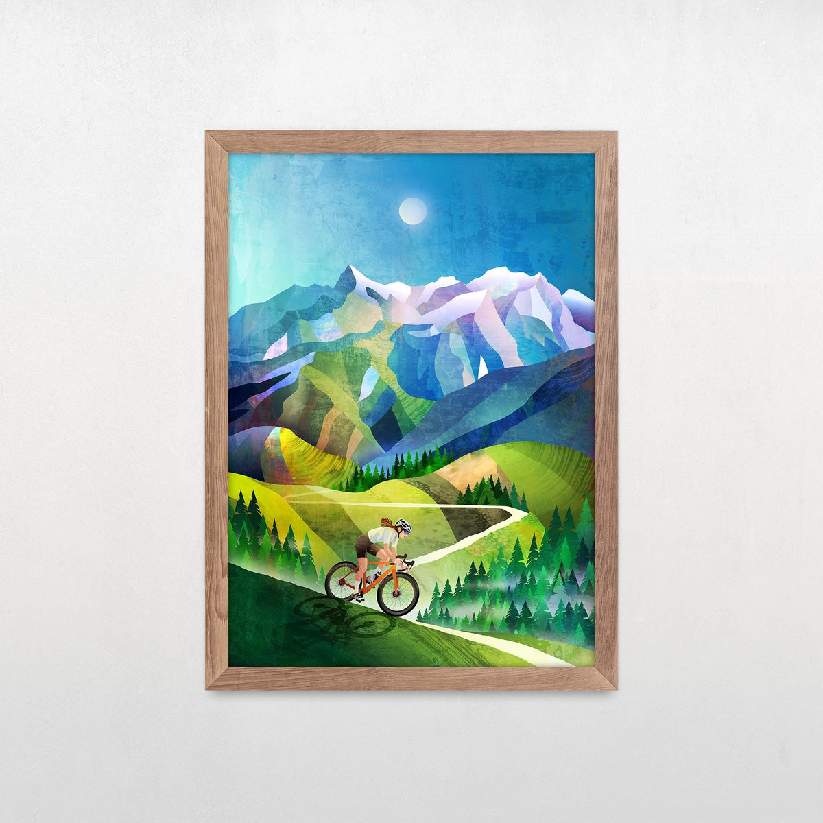 Personalized Woman Cyclist Art Print | Mountain Descent