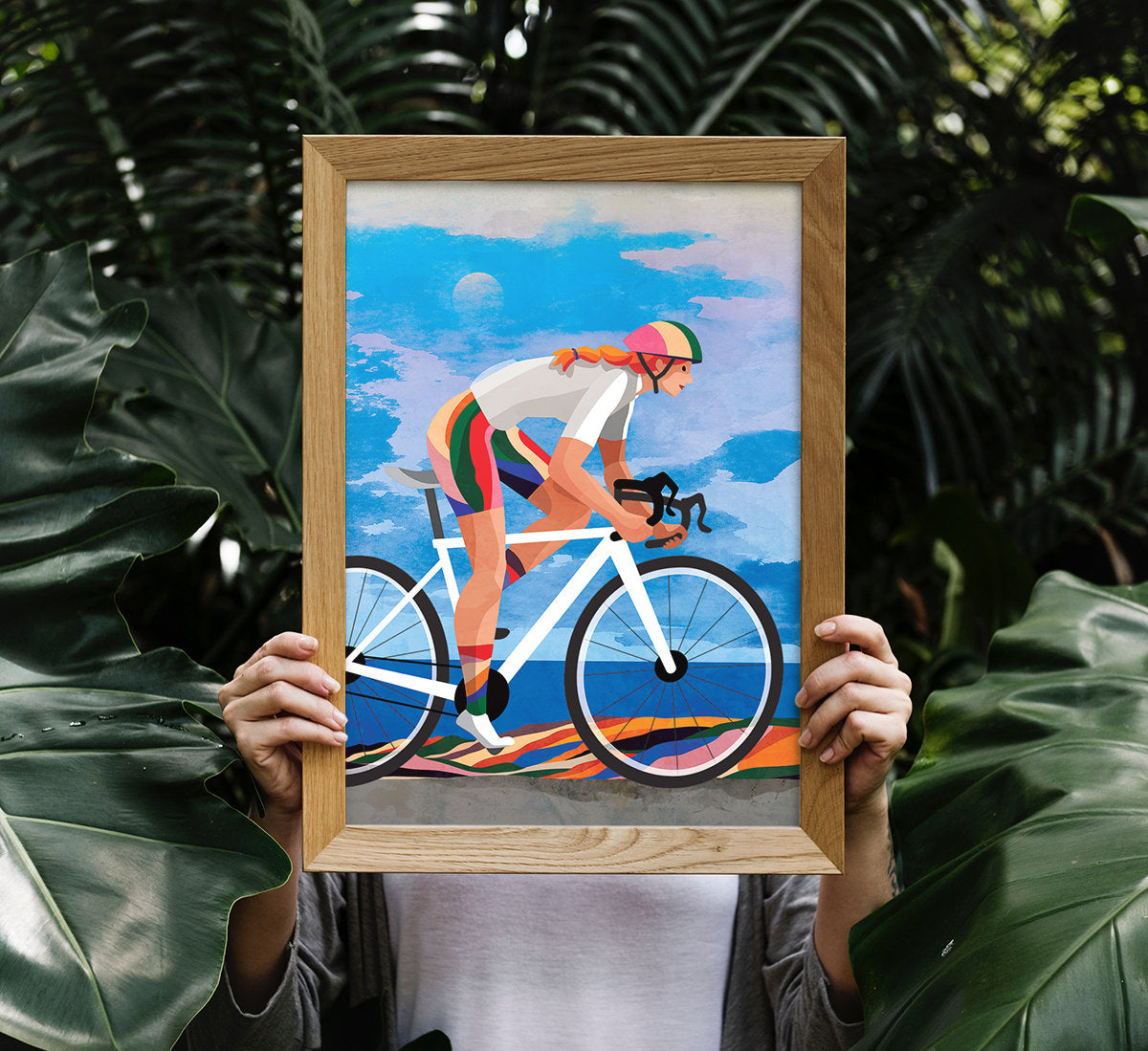 Woman Cyclist Art Print | Cycling Wall Art for Home or Office