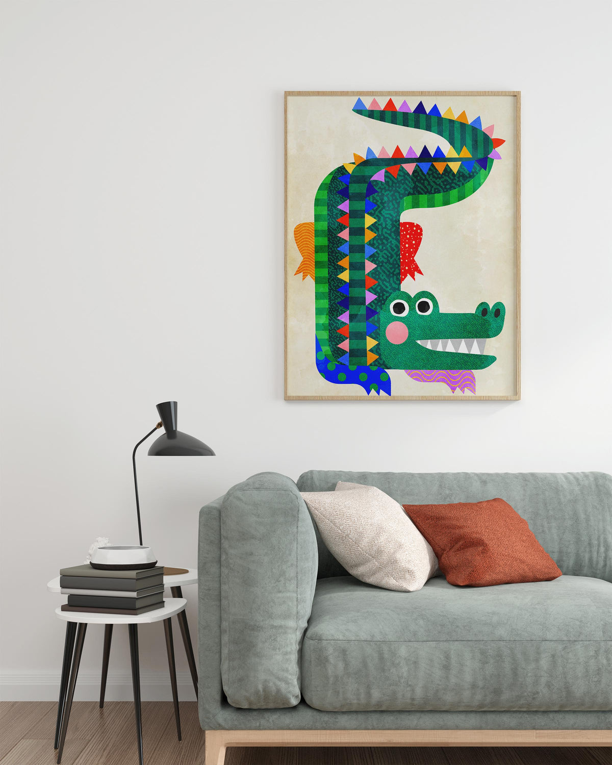 Crocodile Art Print | Colorful Kids Room Illustration Wall Art