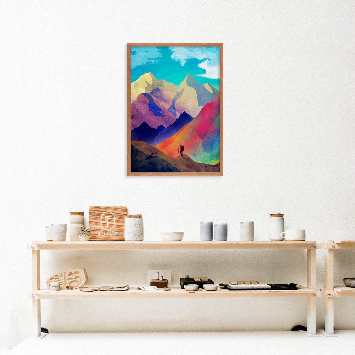 Woman Hiker Art Print | Mountain Hiking Wall Art