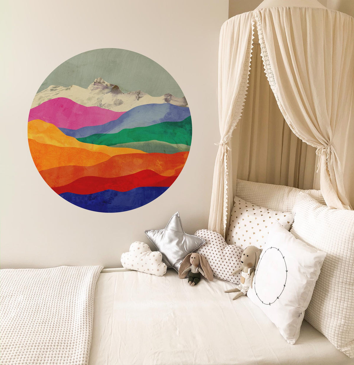 Colorful Mountain Valleys Wall Decal | Round Removable Wall Sticker