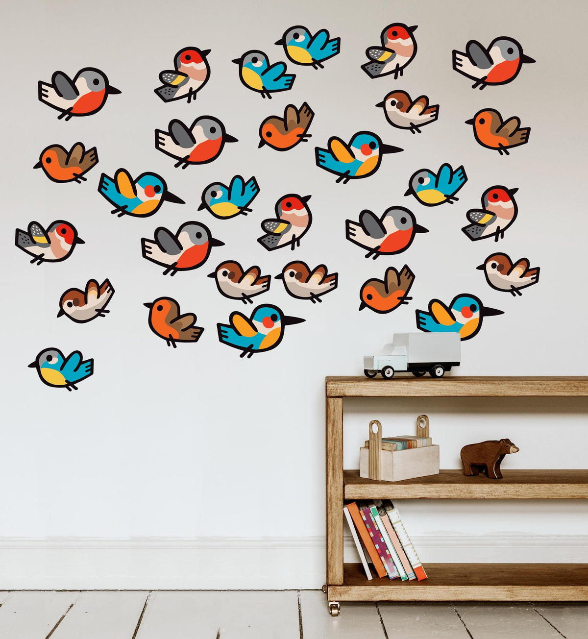 Bird Wall Decals | Set of 6 Removable Fabric Stickers