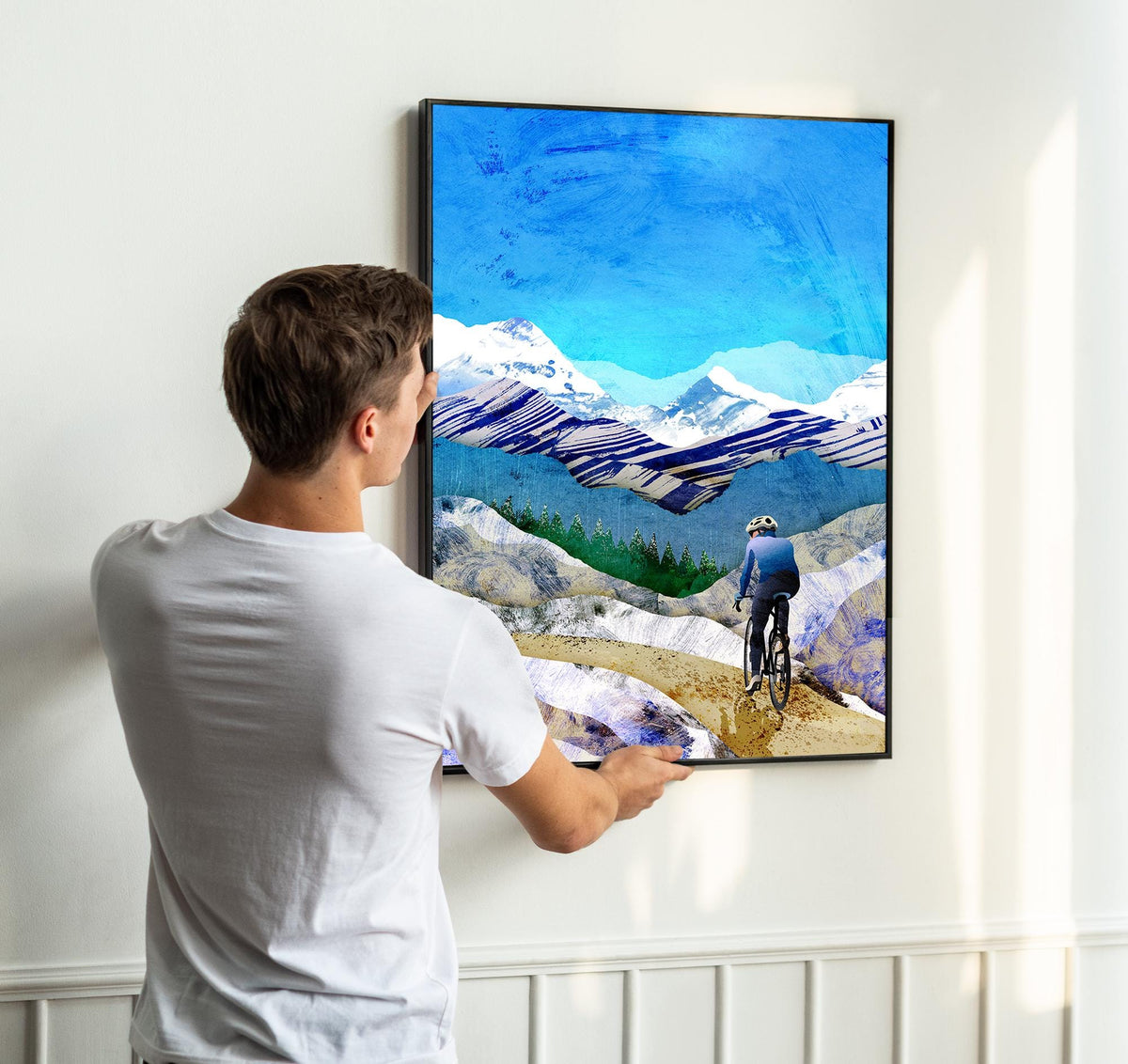 Winter Mountain Cycling Art Print | Cyclist Wall Art