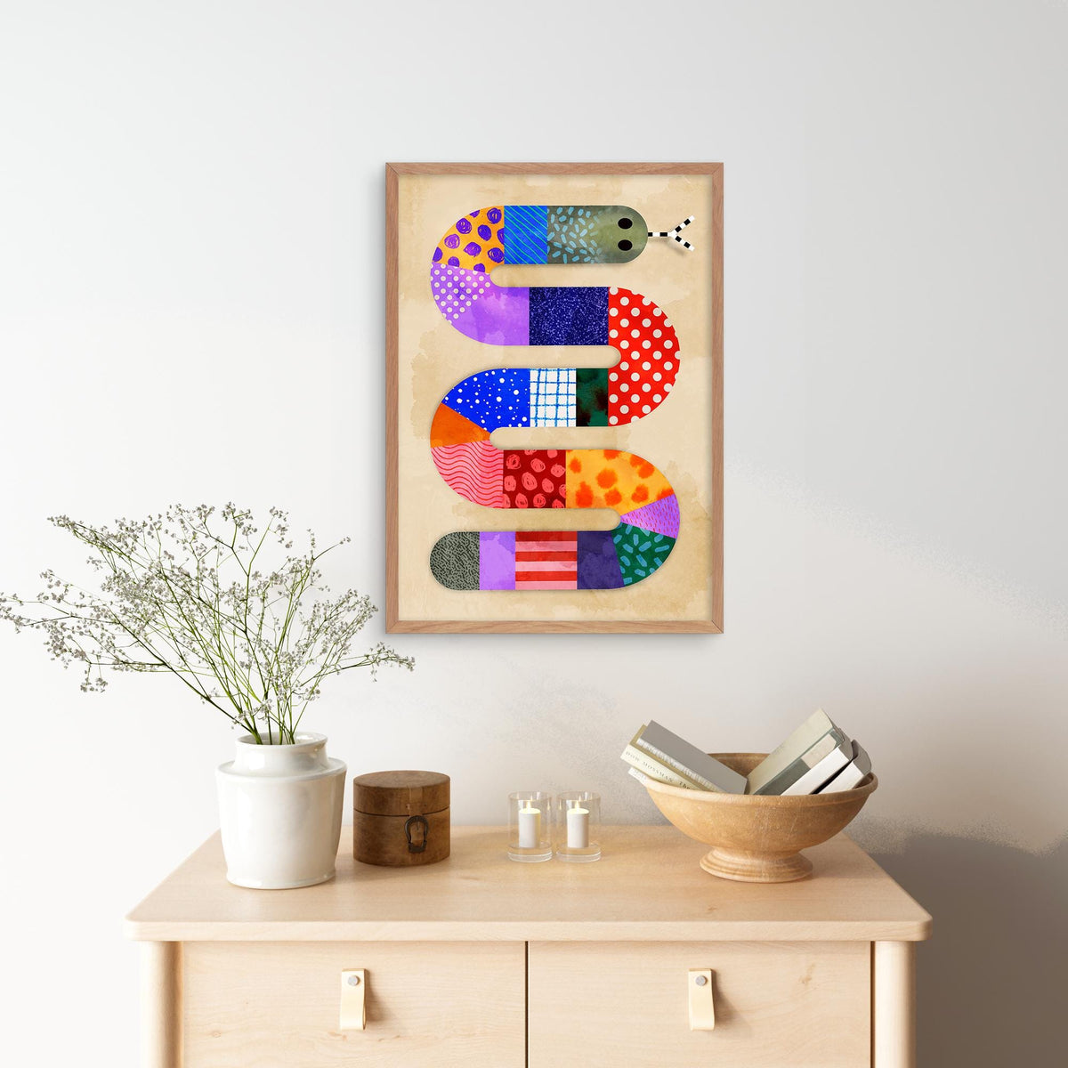 Snake Art Print | Colorful Kids Room Illustration Wall Art