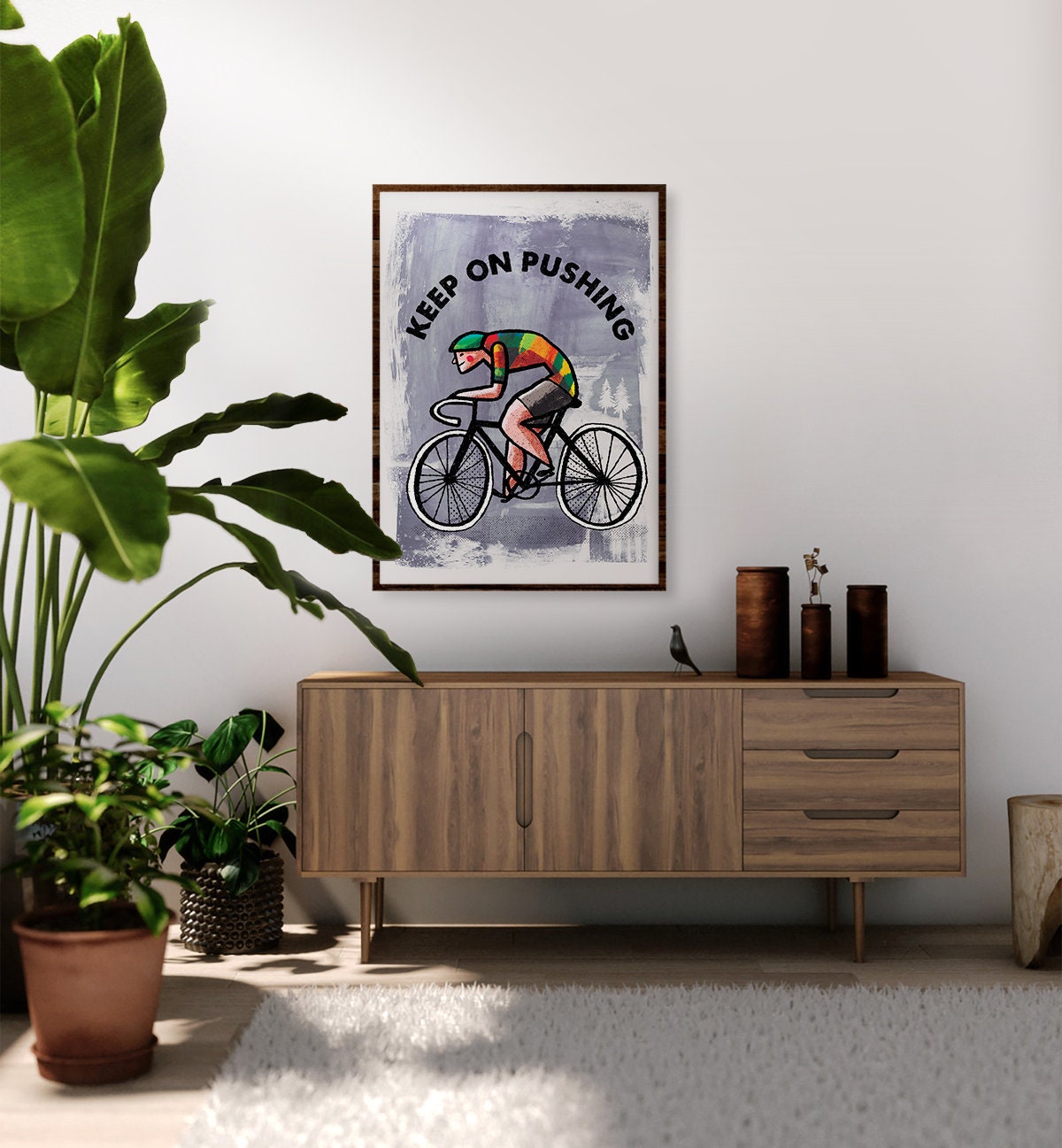Bicycle Art Print | Keep On Pushing Cyclist Wall Art