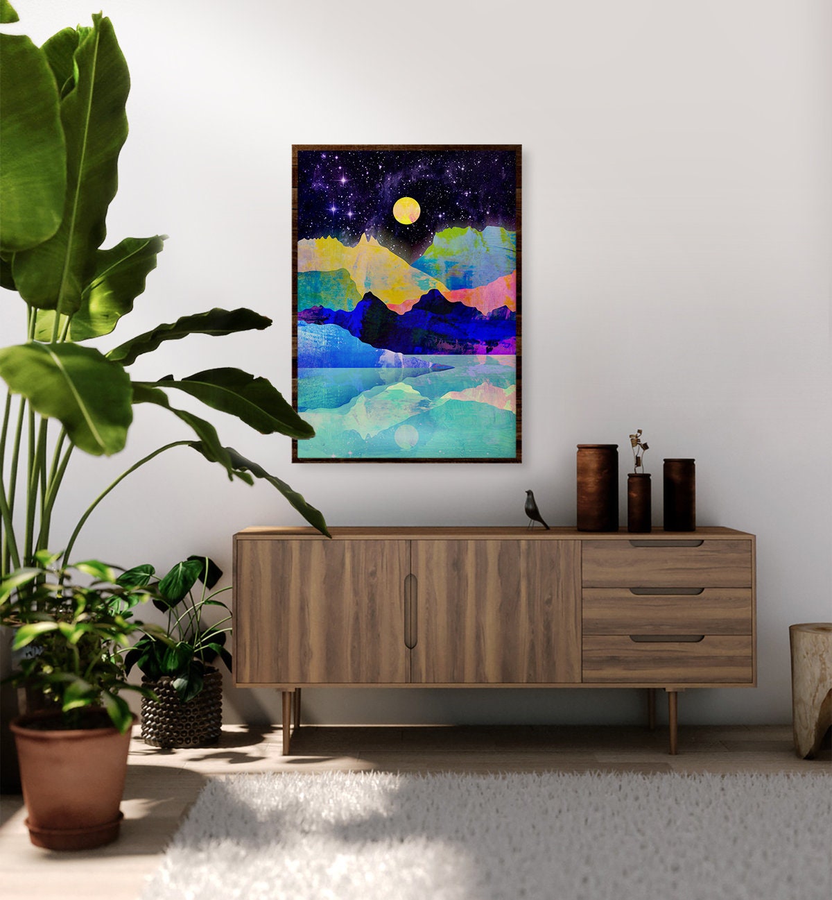 Moon and Mountains Art Print | Landscape Wall Art for Home