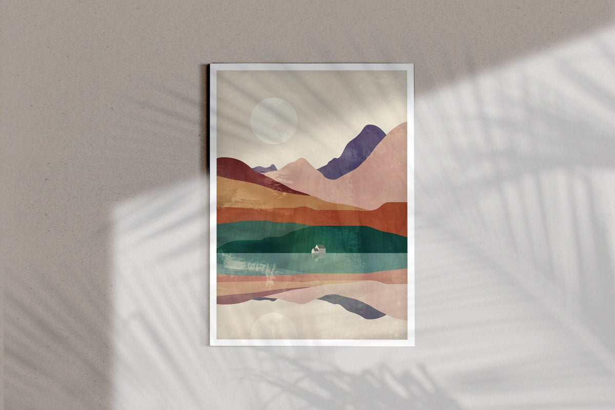 Summer Mountain Landscape Art Print | Nature Wall Art Decor