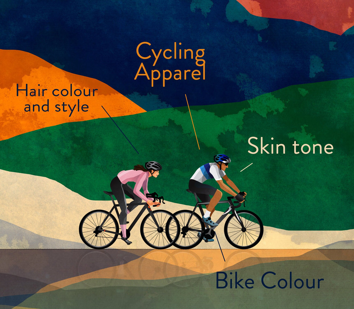 Personalized Cycling Art Print | Custom Couple Cyclist Gift