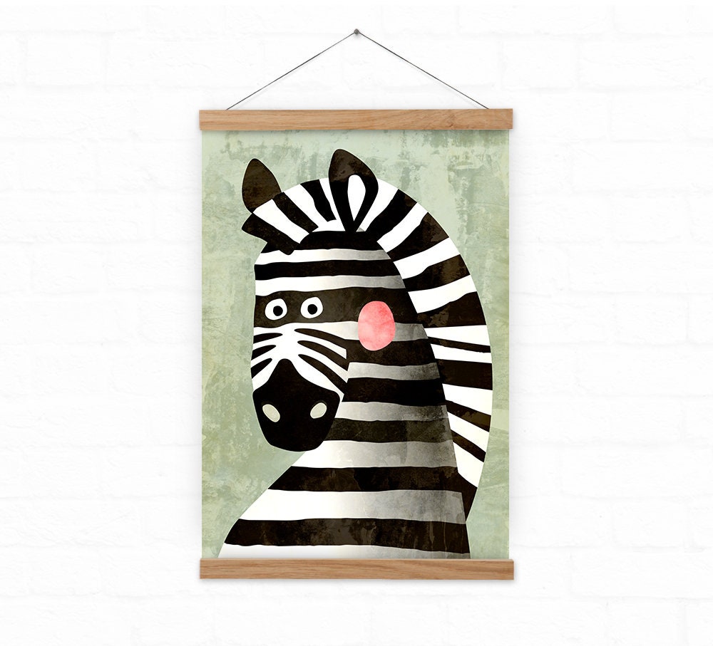 Zebra Art Print | Kids Room Nursery Illustration Wall Art