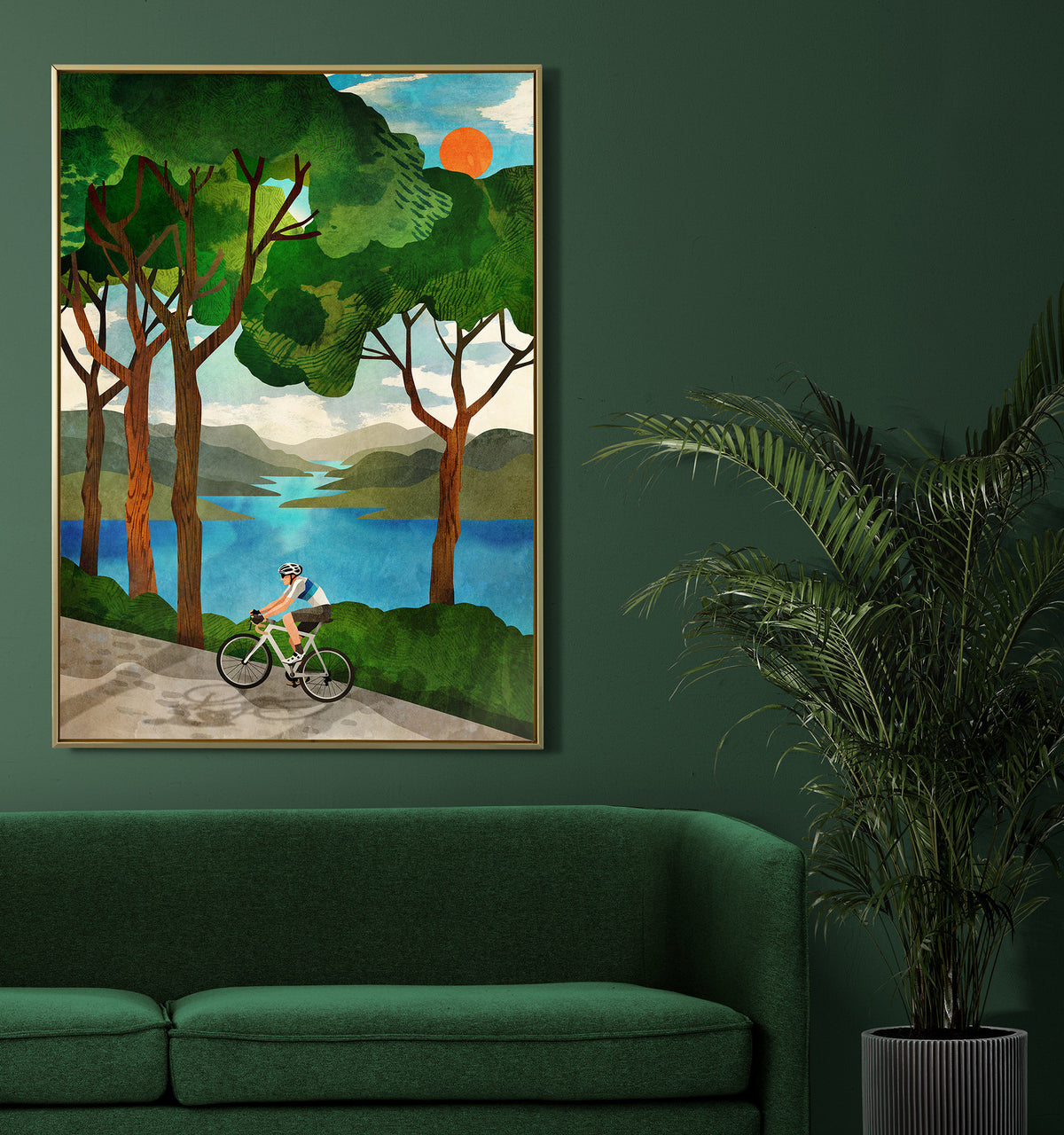 Cycling Art Print | Landscape Illustration for Cyclists Wall Art