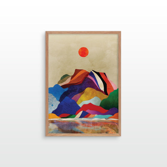 Mountain Lake Art Print | Colorful Landscape Wall Art