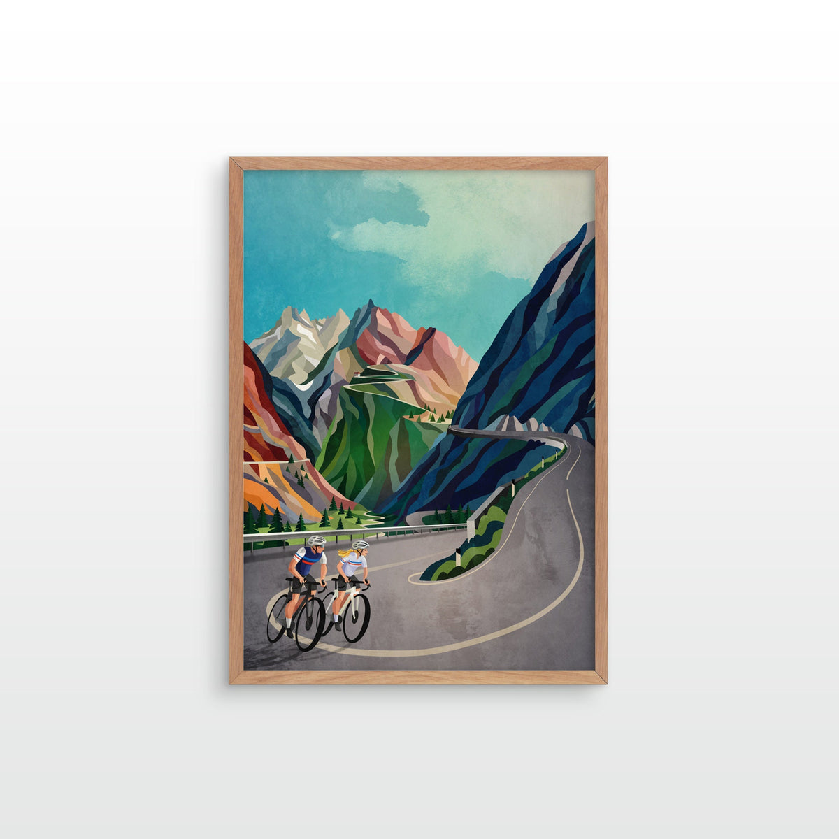 Personalized Cycling Art Print | Custom Riders Illustration