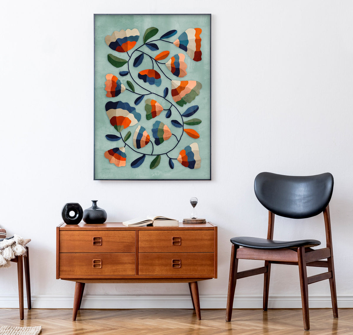 Mountain Flowers Art Print | Floral Letter S Illustration