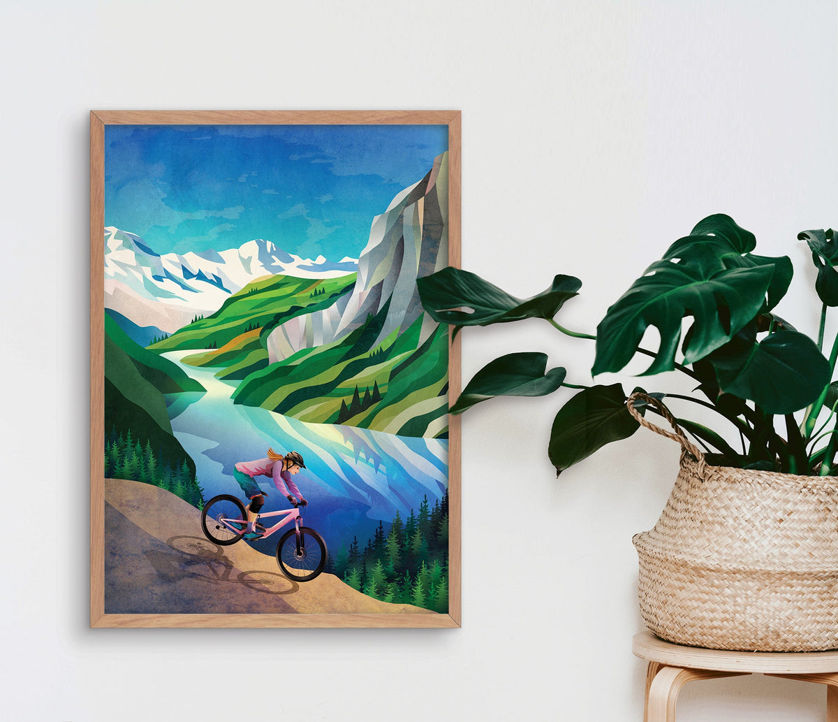 Mountain Bike Art Print | Woman Riding MTB Wall Art
