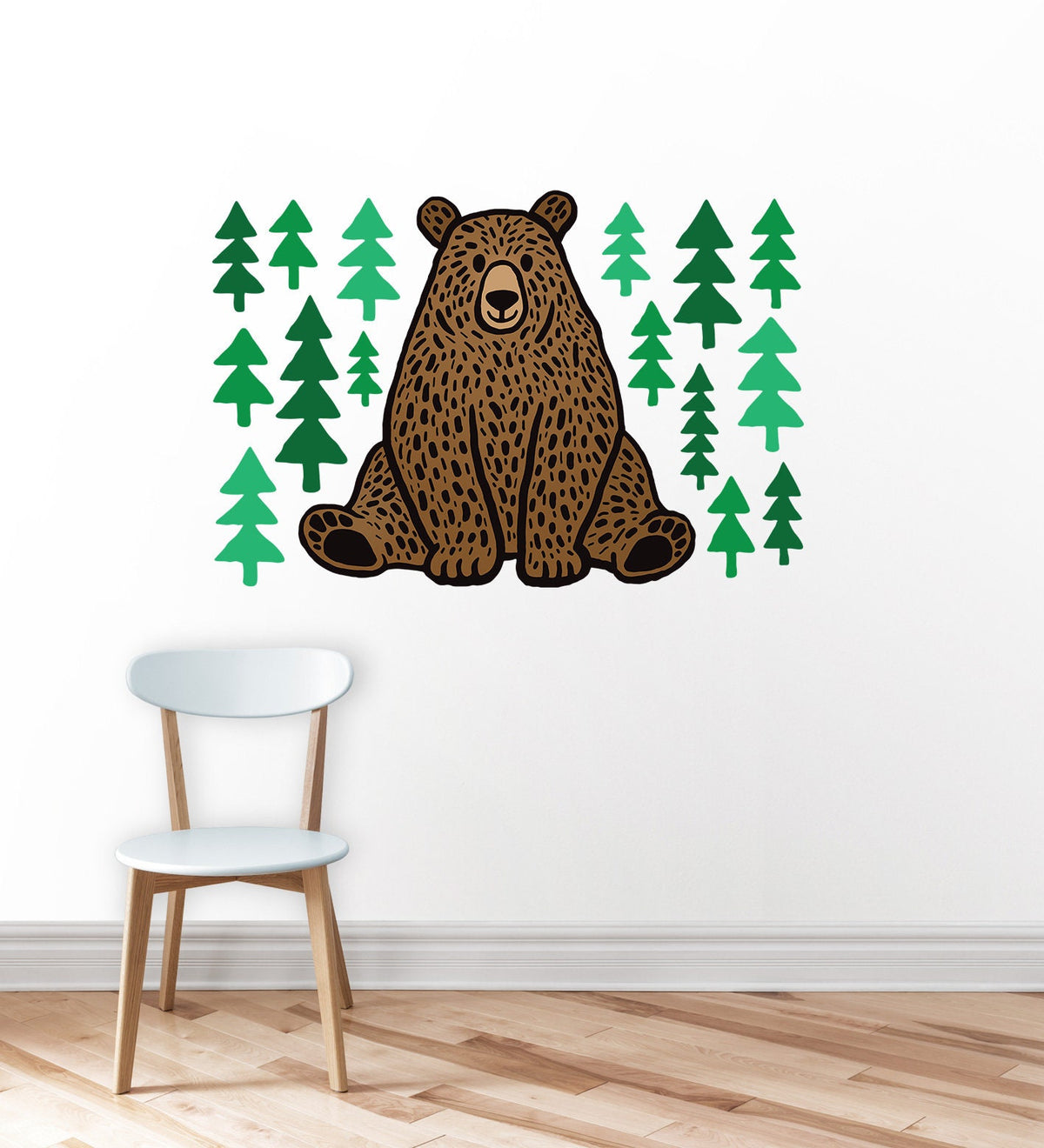 Bear & Forest Trees Wall Decals | Nursery Wall Decor