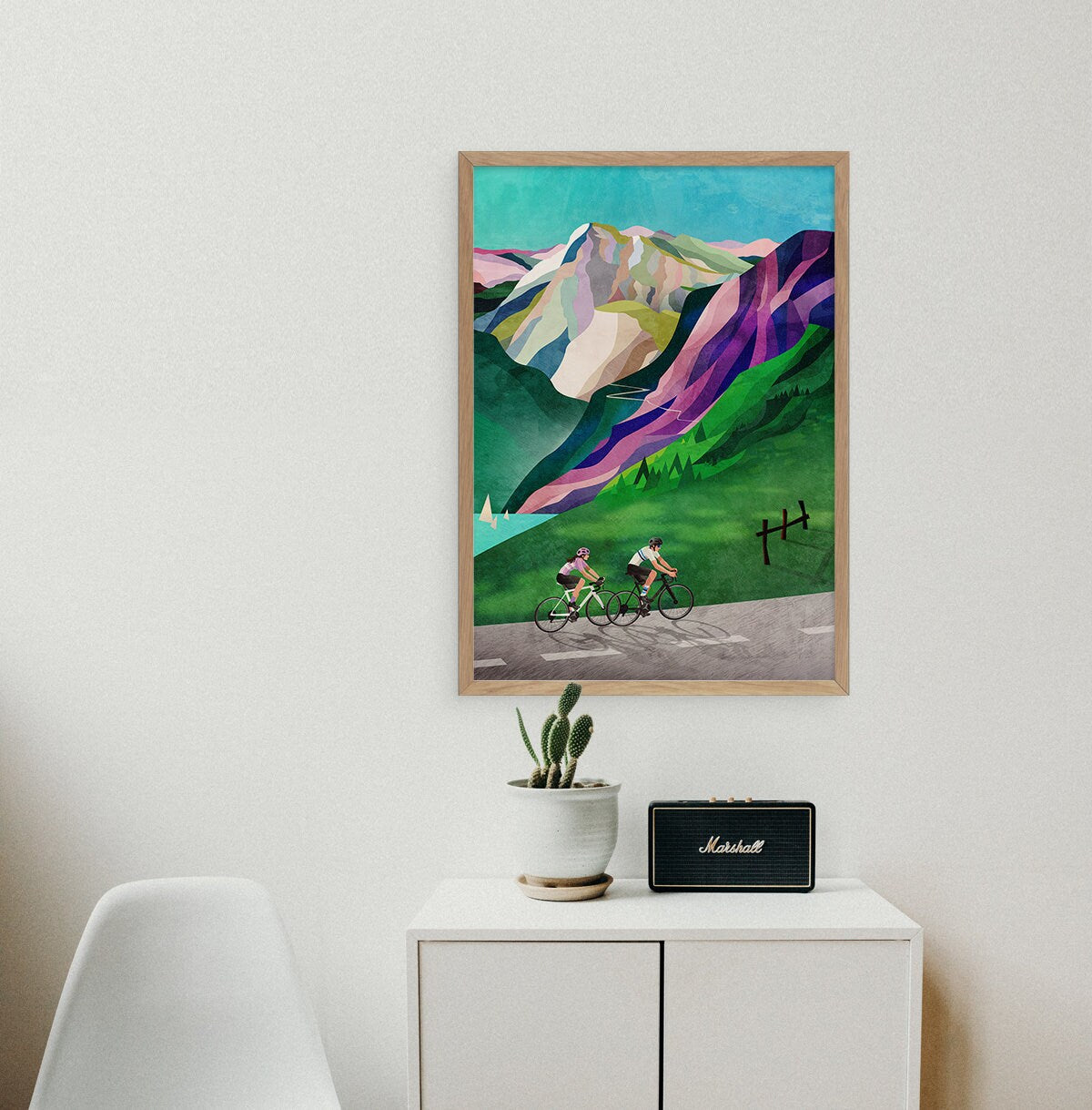 Cycling Couple Art Print | Alpine Ascent Bicycle Wall Art