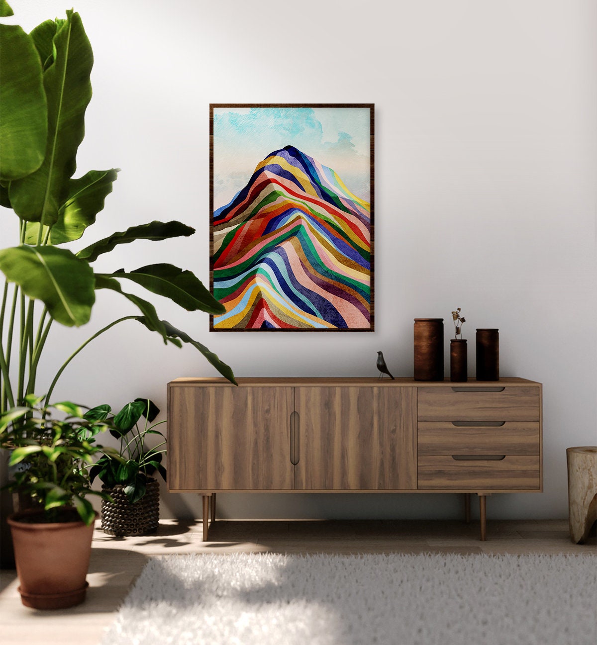 Rainbow Ridge Art Print | Mountain Landscape Illustration
