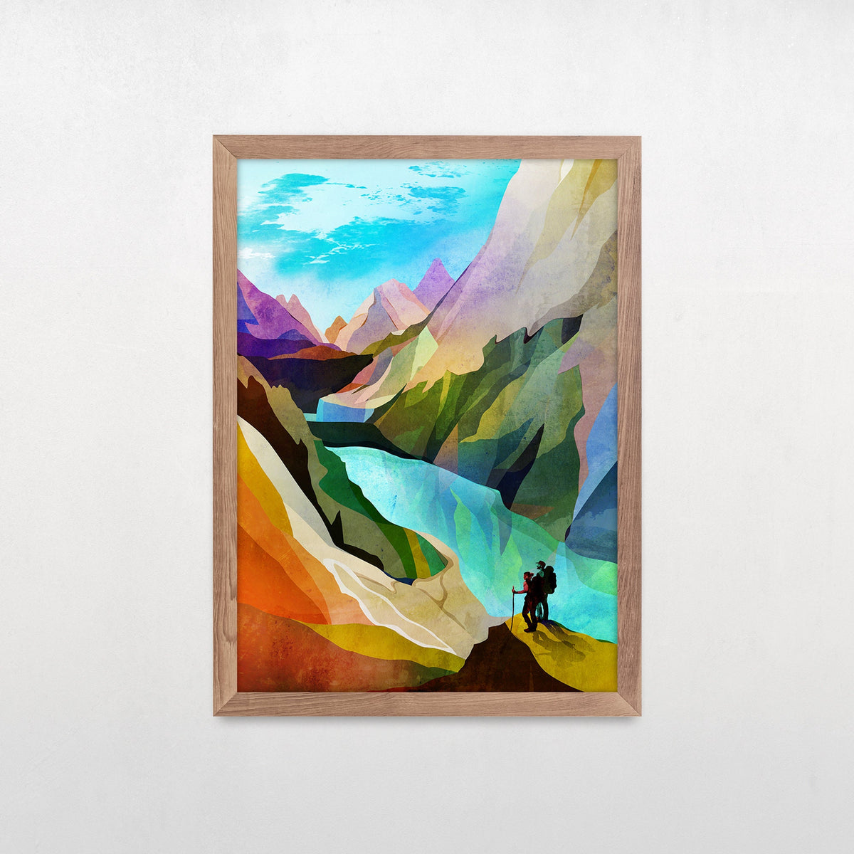 Hiking Couple Art Print | Canyon Landscape Wall Art