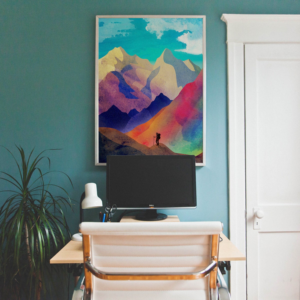 Woman Hiker Art Print | Mountain Hiking Wall Art