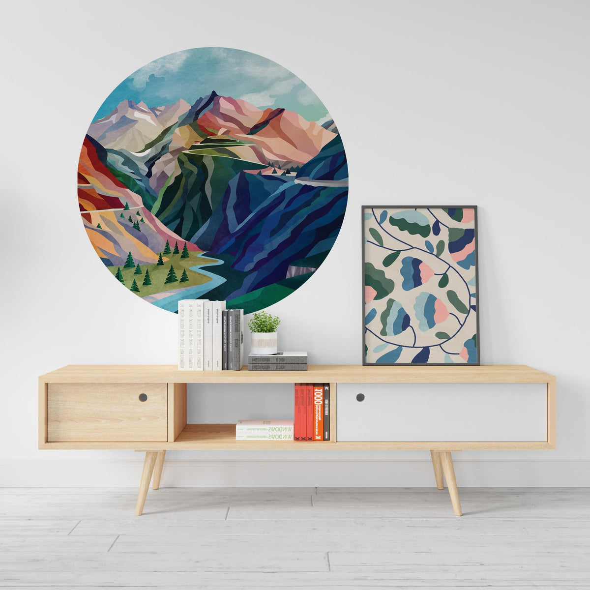 Mountain Pass Wall Decal | Self-Adhesive Removable Landscape Art.