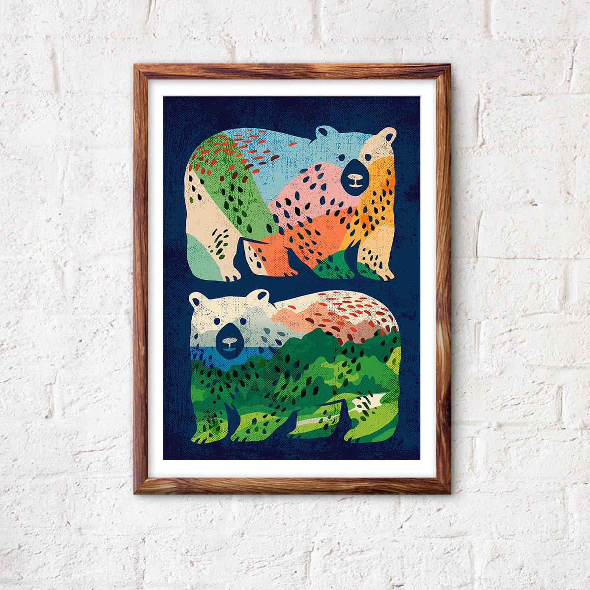 Bear Friends Art Print | Wildlife Friendship Illustration Wall Art