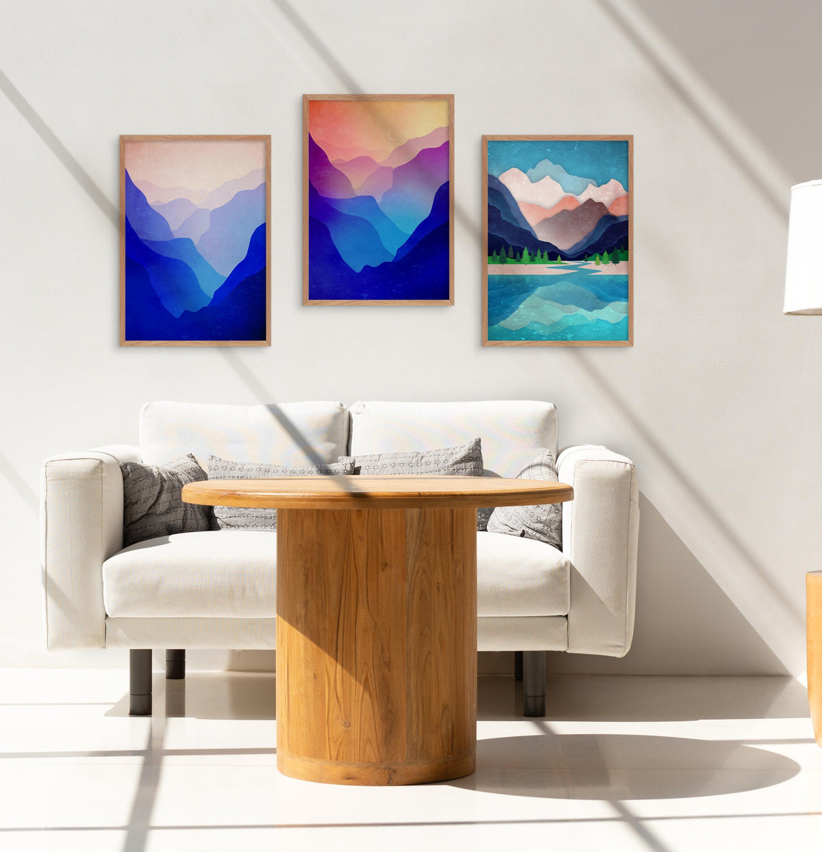 Landscape Art Prints Set of 3 | Mountain Scenery Wall Art