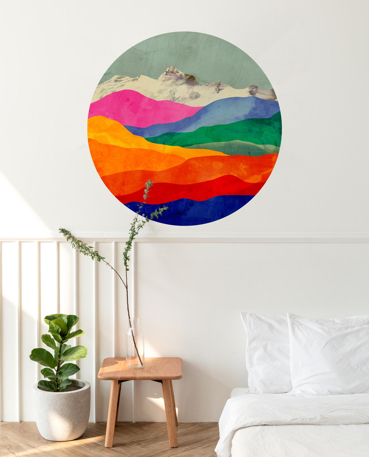 Colorful Mountain Valleys Wall Decal | Round Removable Wall Sticker