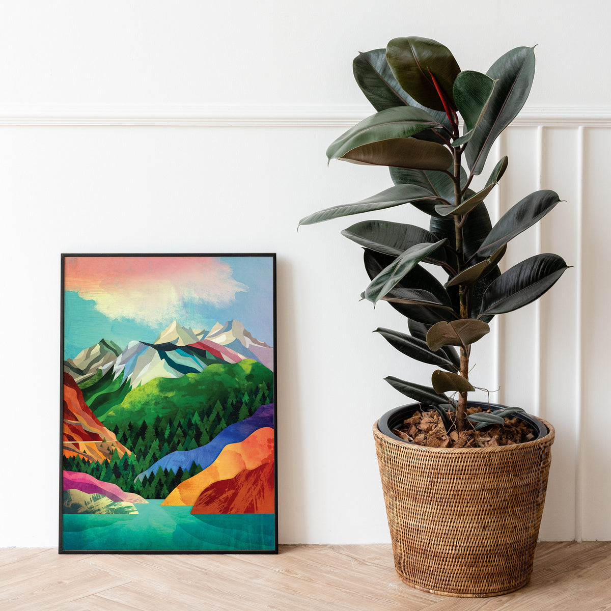 Mountain Lake Art Print | Colorful Crystal Clear Landscape Wall Art